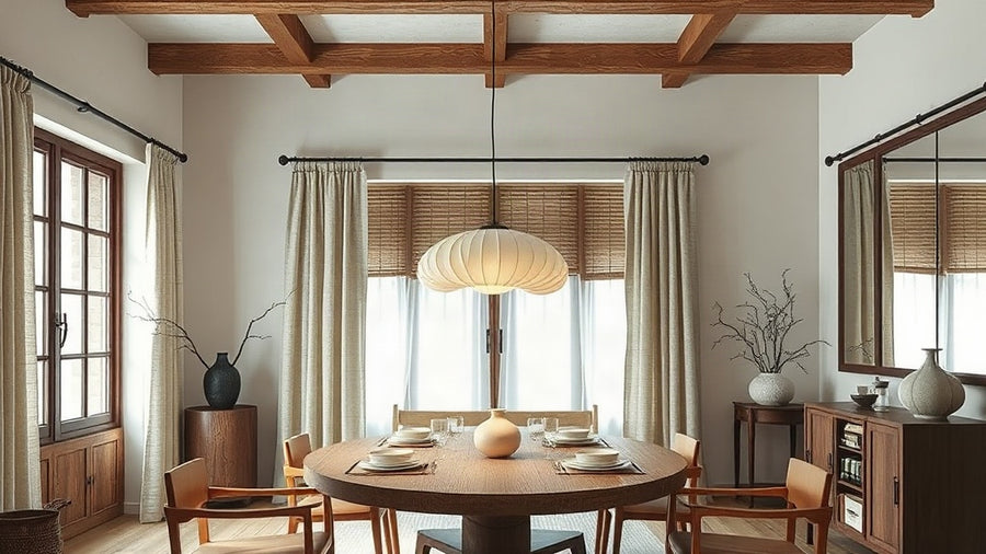 Japanese Pendant Lights: Bringing Wabi Sabi Serenity to Your Autumn Home with rice paper lamp in dining room