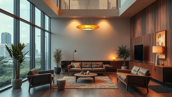 The Complete Buyer's Guide to Mid-Century Modern Lighting for Your 2026 Home Renovation showcasing living room design