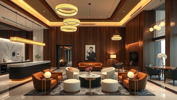 Modern hotel lobby showcasing Lighting for Architects: 2026 Design Trends and Specification Guide with Scandinavian minimalism.