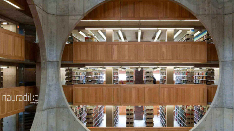 Interior view of library designed by Louis Kahn, showcasing his architectural design style for article 'Louis Kahn and Design (updated in 2023)'.