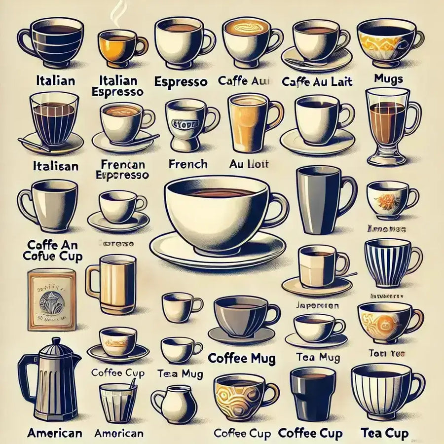 Ultimate Guide to Coffee Mug Sizes Around the World (2025) - Illustration of various global coffee mug sizes and styles.