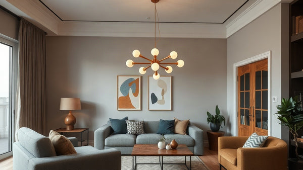 Living room with mid century modern lighting for 26 Mid Century Modern Lighting Ideas for Residential & Commercial Spaces