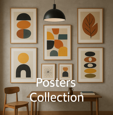 Alt Tag: Trendsetting poster collection on premium canvas with modern designs and vibrant colors, enhancing any decor setting.