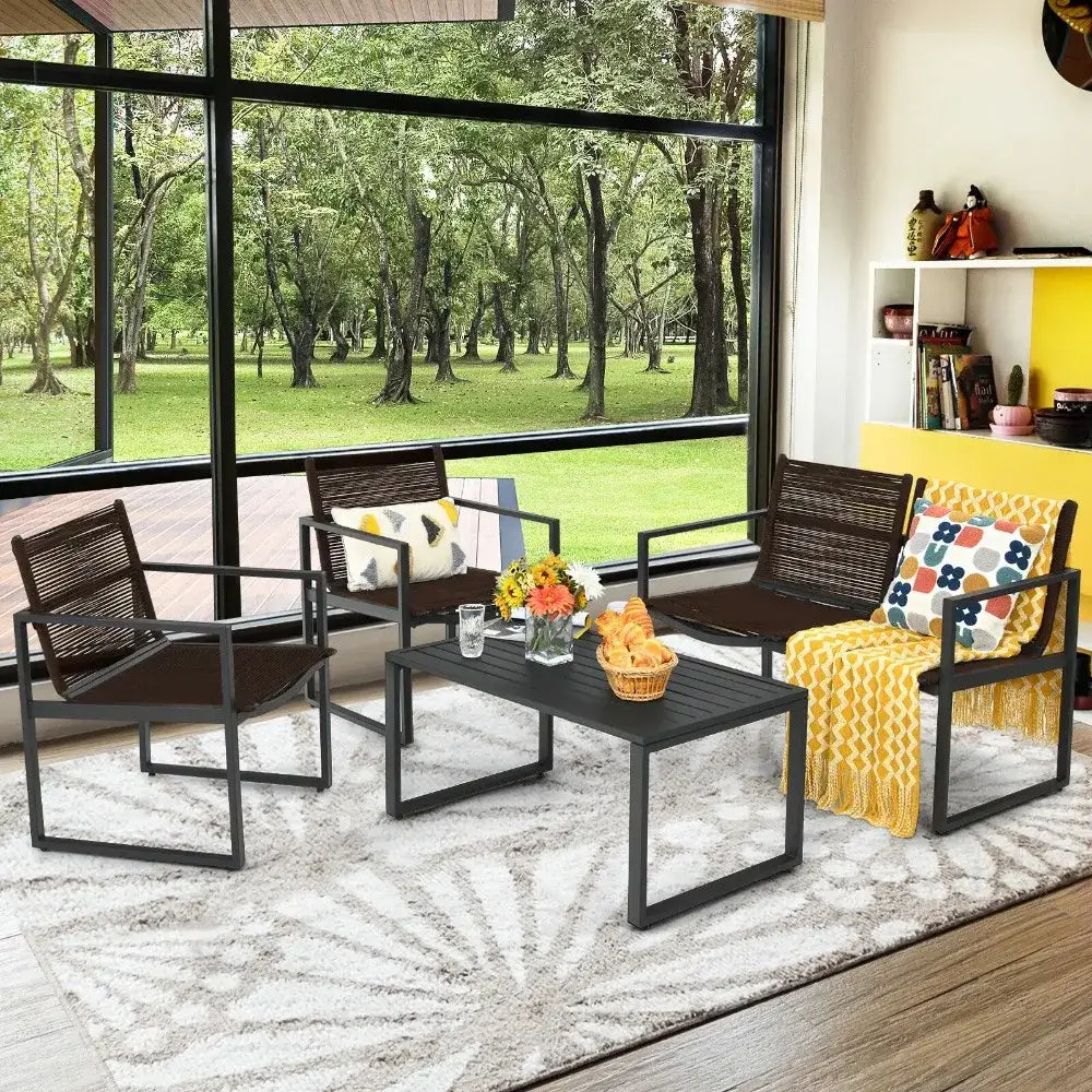 4-Piece Rattan Garden Set - Modern & Durable