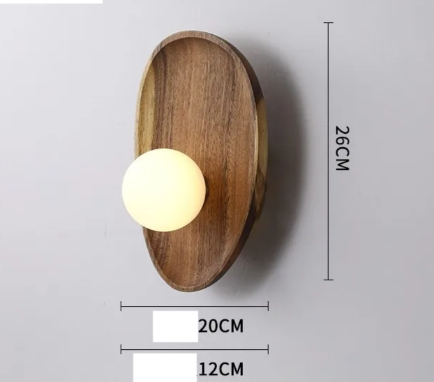 Applique murale en bois naturel et vitrail