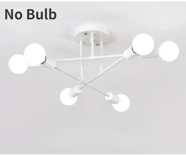 Mad Men Inspired Ceiling Lights featuring a modern design with five white bulb sockets, perfect for mid-century modern rooms.