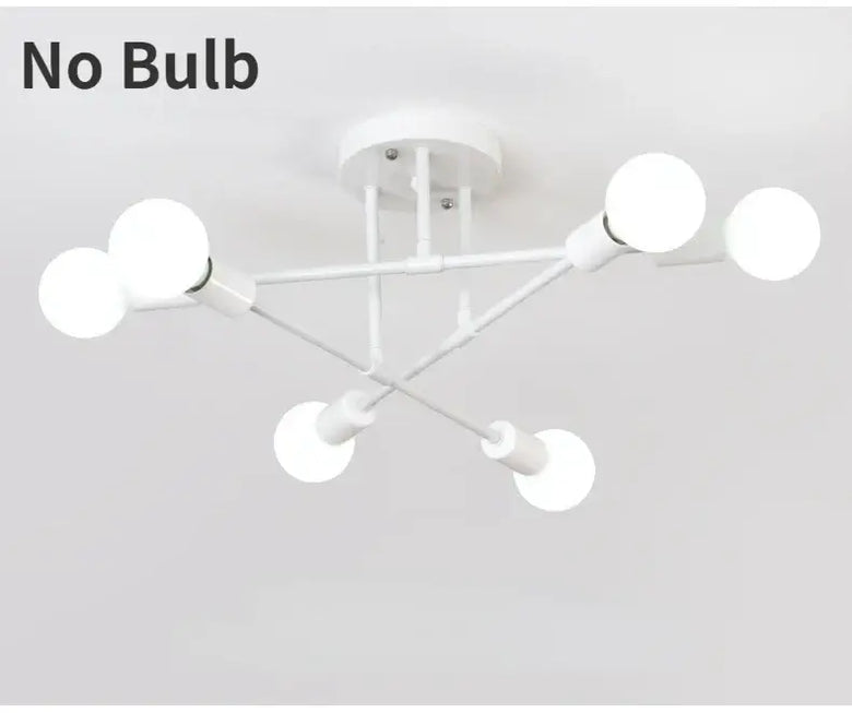Mad Men Inspired Ceiling Lights featuring a modern design with five white bulb sockets, perfect for mid-century modern rooms.