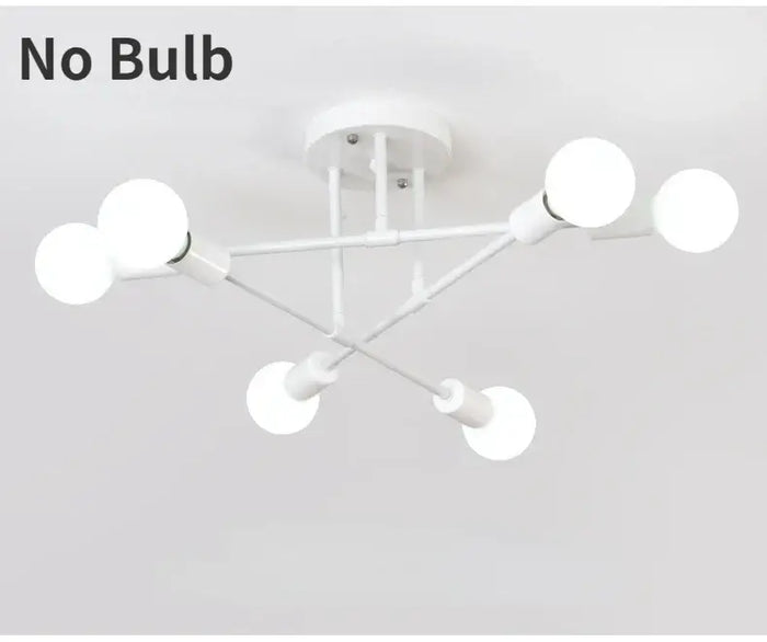 Mad Men Inspired Ceiling Lights featuring a modern design with five white bulb sockets, perfect for mid-century modern rooms.