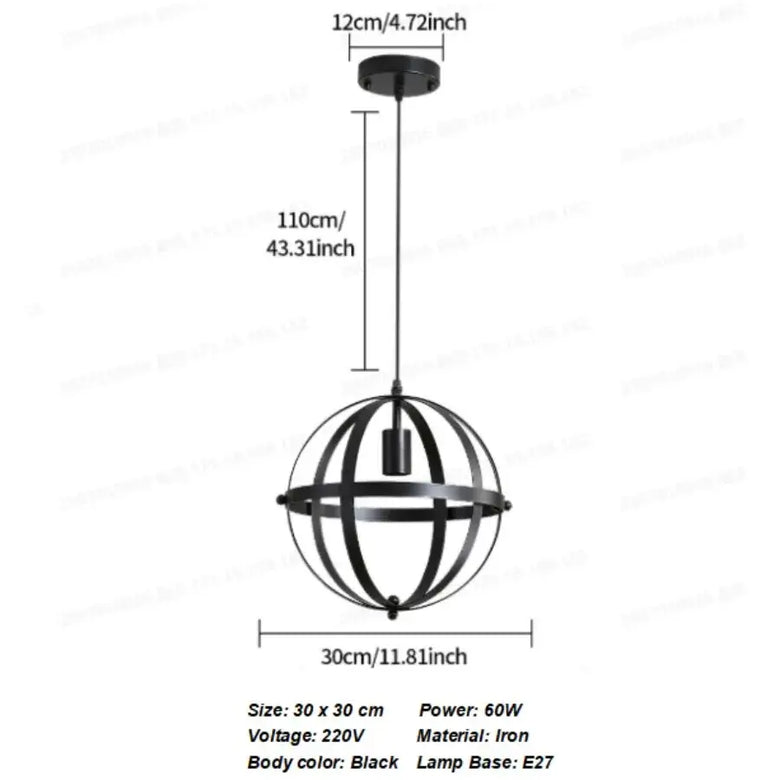 Suspension plafonnier cage en métal rétro