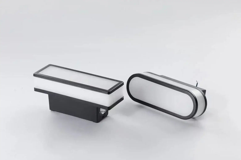 Aluminum Outdoor Modern Nordic Dimmable Wall Lamp in two designs showcasing sleek, modern style and functionality.