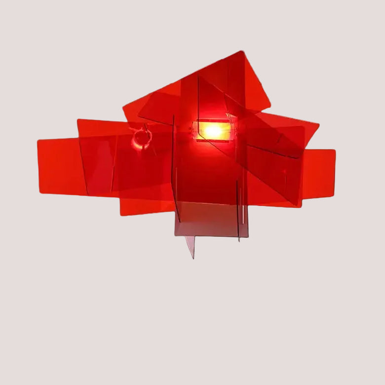 Big Bang Chandelier – Elevate Your Space with Bold Modern Art in vibrant red geometric design.