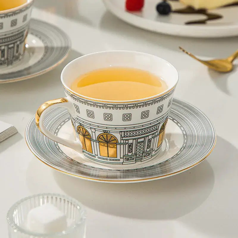 Art Deco Fine Bone China Breakfast Cups