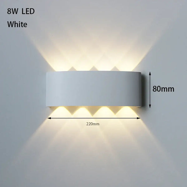 Bathroom Modern Waterproof LED Wall Lamp - Black or White with Gold IP65, showing sleek design and dual light sources.