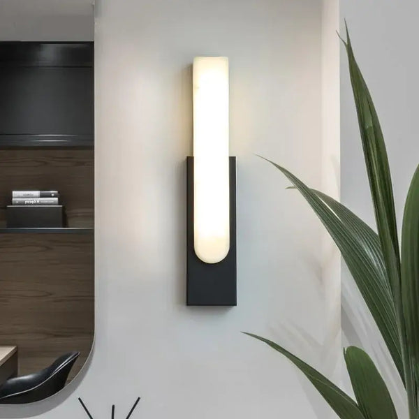 Luxury LED Marble Wall Lamp – Modern Sconce for Home & Hotel mounted on a wall in a stylish interior.