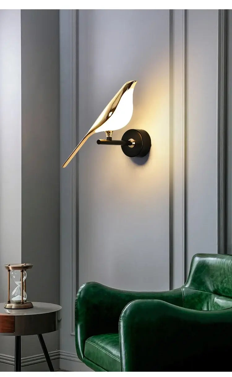 Applique murale Gold Birds avec LED – Simple ou double