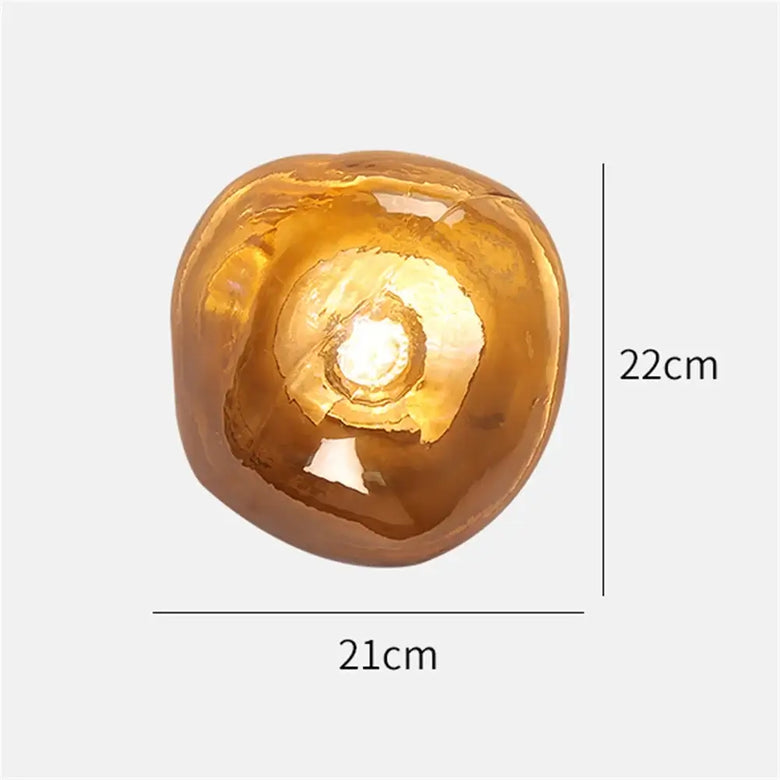 Lava Glass Wall Lamp dimensions of 21cm x 22cm showcasing its unique design and features.
