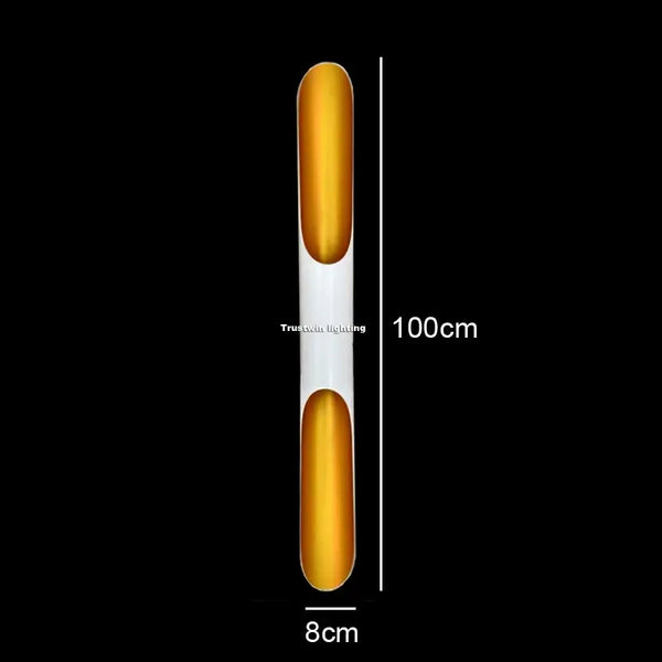 Nordic Glow Tubular Sconce dimensions 100cm x 8cm with gold and white color scheme