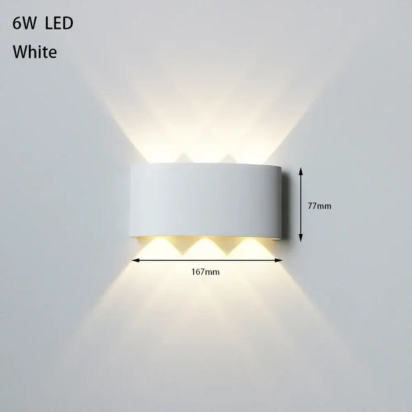 Bathroom Modern Waterproof LED Wall Lamp - Black or White with Gold IP65 showcasing sleek white design and dual illumination.