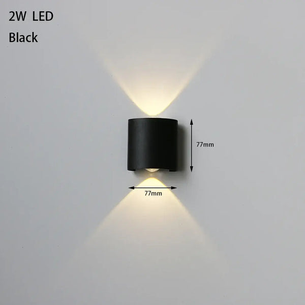 Bathroom Modern Waterproof LED Wall Lamp - Black or White with Gold IP65 mounted on wall.
