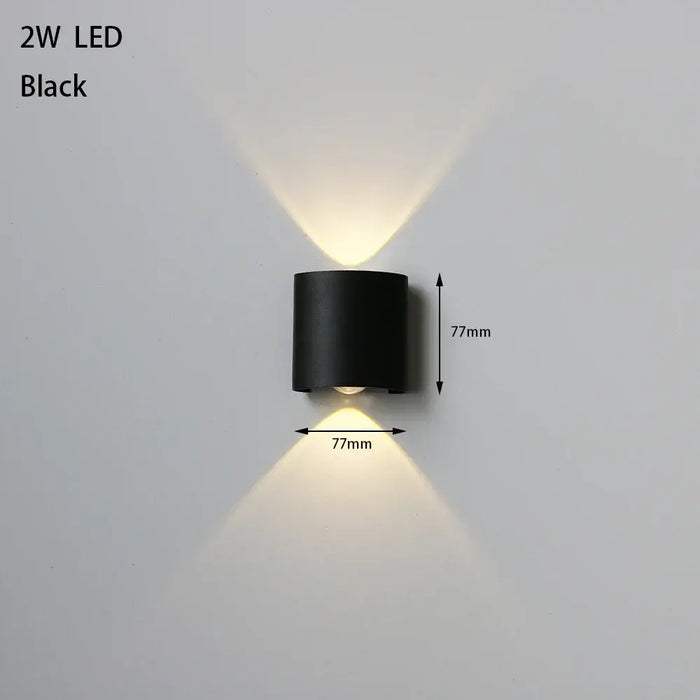 Bathroom Modern Waterproof LED Wall Lamp - Black or White with Gold IP65 mounted on wall.