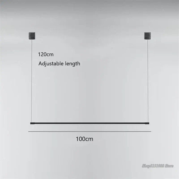 Super Simple Line Lighting | Modern LED Pendant Lamp with adjustable length of 120cm and 100cm width.