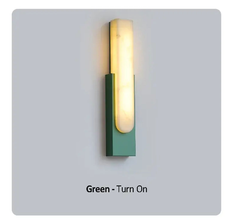 Luxury LED Marble Wall Lamp – Modern Sconce for Home & Hotel in green with warm light.