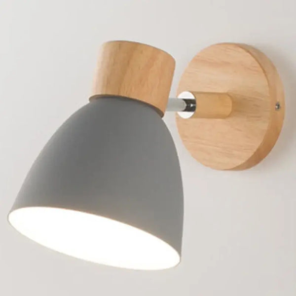 Modern Sconce With Switch featuring a sleek gray and wooden design, ideal for contemporary home decor.