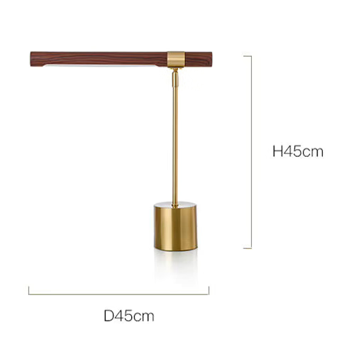 Mid-Century Wood Bar LED Table Lamp – Brass Finish