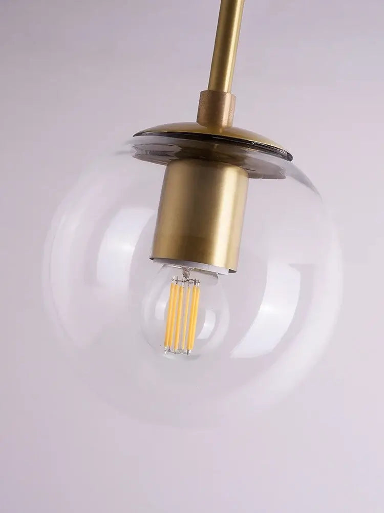 Brushed Brass Glass Globe Semi-Flush LED Ceiling Light