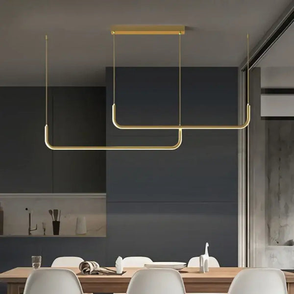 Modern Minimalist Kitchen Island Lighting - Black & Gold Options in a stylish kitchen setting.