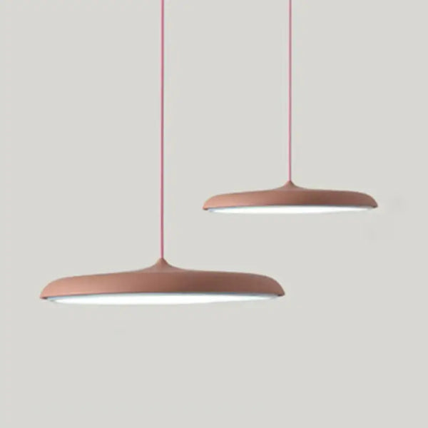 Minimalist Metal Hanging Lamp in contemporary design with pink accents, perfect for modern interiors.
