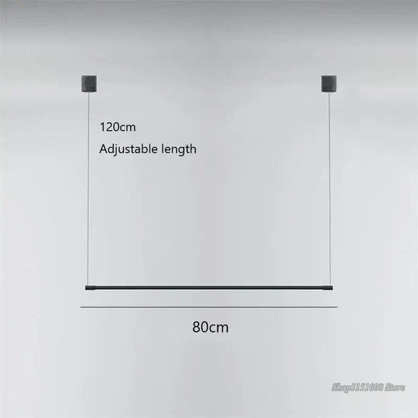Super Simple Line Lighting | Modern LED Pendant Lamp dimensions showing 120cm adjustable height and 80cm width.