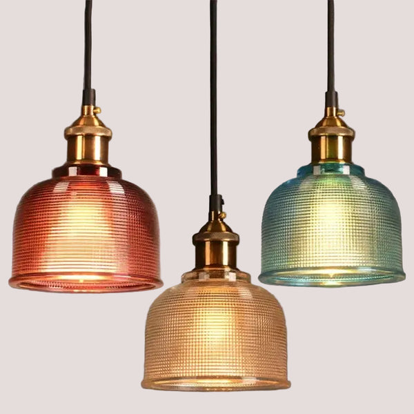 Stained Glass Retro Glass Chandelier featuring colorful pendant lights with a vintage design.
