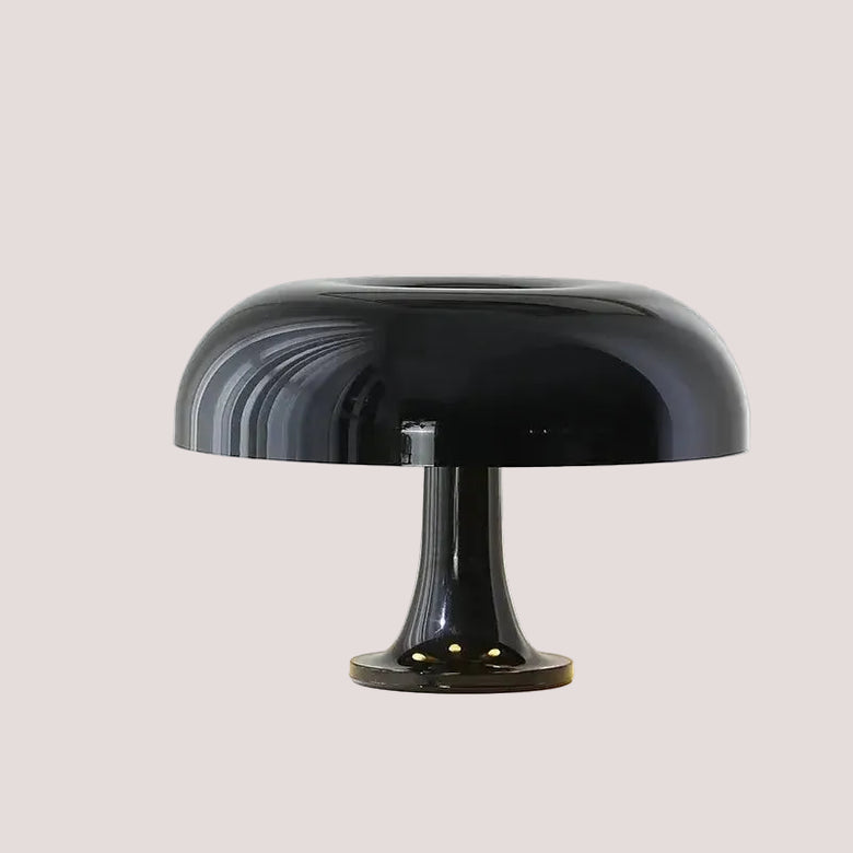 Italian 60s Lamp modern minimalist LED mushroom table lamp in black.