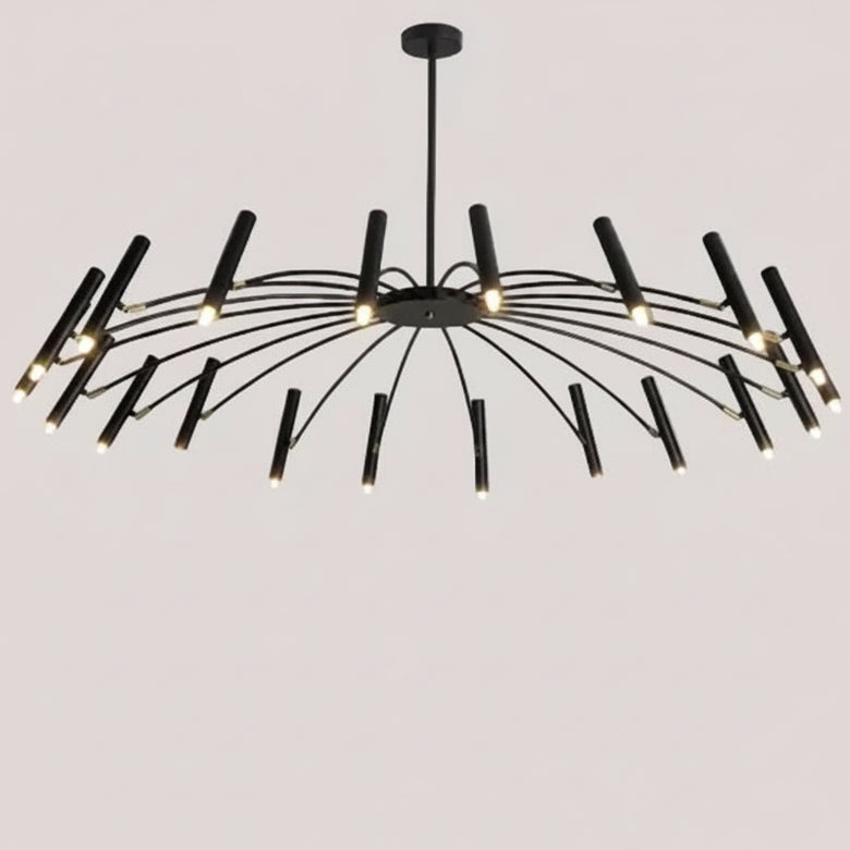 Hero Modern Starburst LED Chandelier – 24-Light Sculptural Ceiling Statement hanging elegantly with unique design and bright illumination.