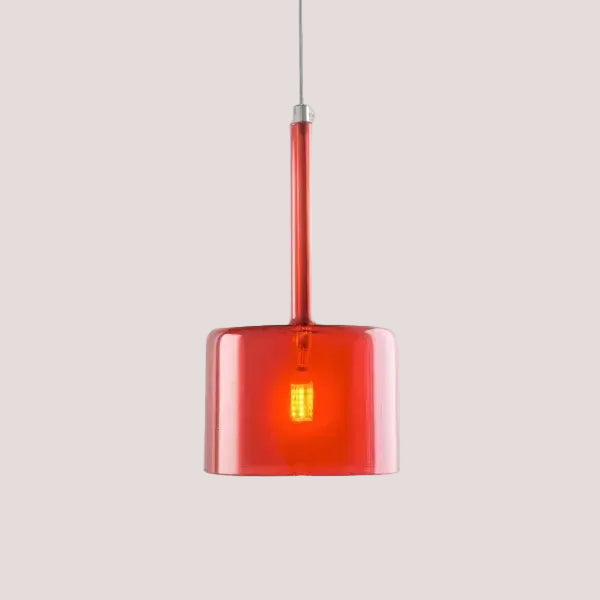 Neo Transparent Scandinavian Light Fixture in red color, featuring a sleek minimalist design and dimmable lighting.