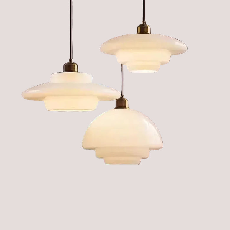 Nordic Vintage Pendant Light | Scandinavian Chic Decor - Three stylish pendant lights with cream milk glass. hero