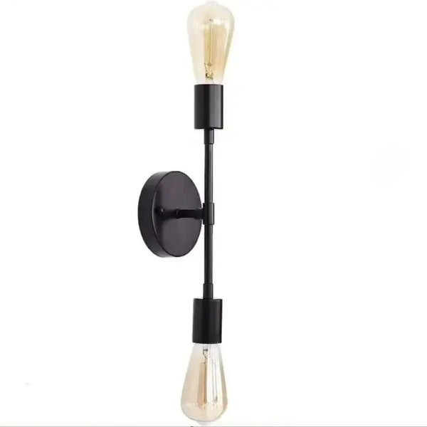 Double Wall Lights with black finish and vintage bulb design, ideal for modern home lighting.