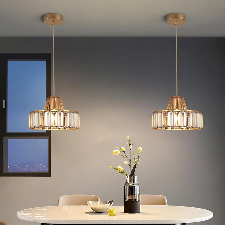 Drum Prism Pendant Light, Modern Glam - Black or Gold