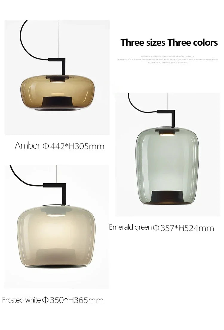 Modern Glass Pendant Light with Iron Detailing