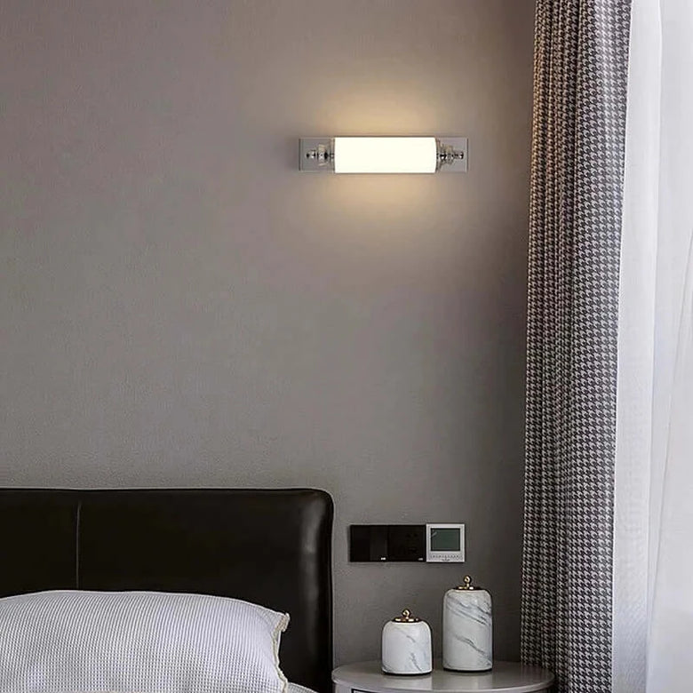 Steel & Glass Modern Wall Light 30cm
