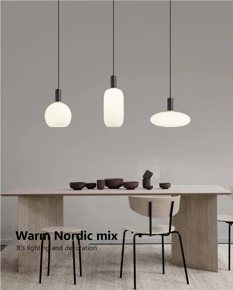 Nordic Glass Pendant Light with Brass Detail