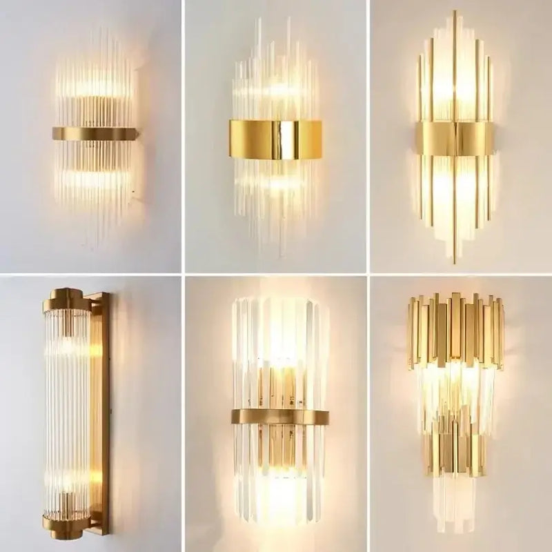 Unique Collection of Art Deco Sconces featuring elegant designs and luxurious gold finishes.