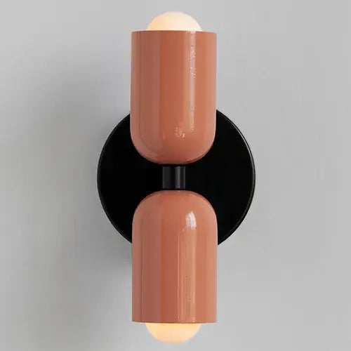 Postmodern Two-Tone Pill Wall Sconce, on black plate