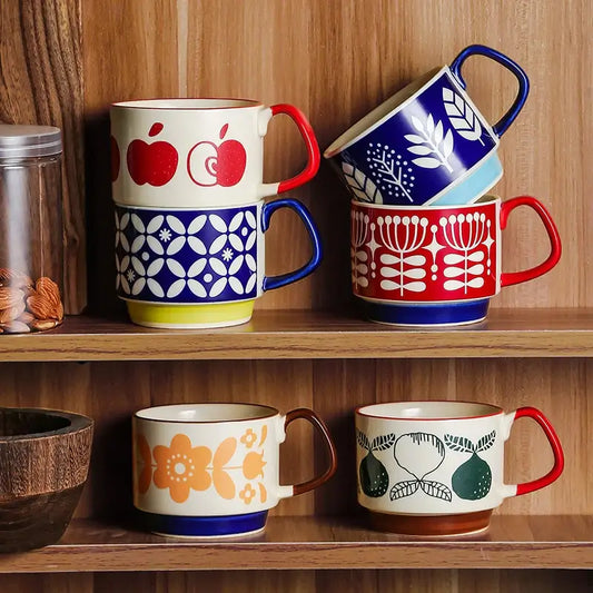 Superb Retro Ceramic Coffee Cups - 8 Patterns