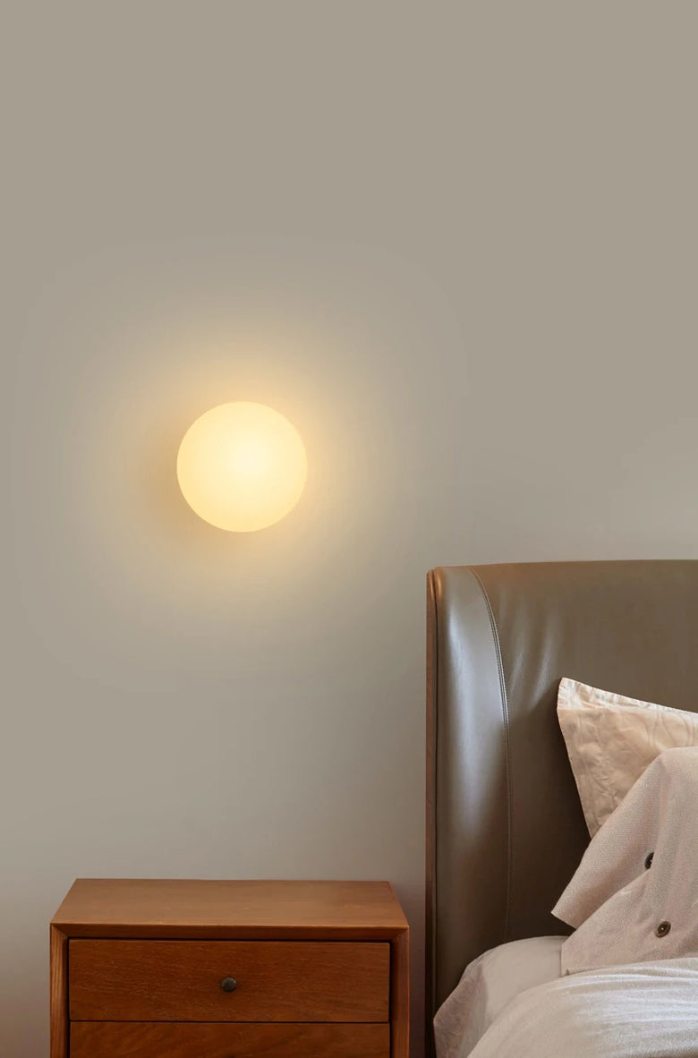 Frosted Glass Globe Wall Light - Modern LED Sconce