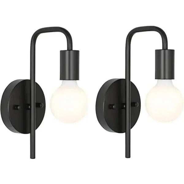 Nordic Bend Pipe Wall Lamp – Sleek Gold or Black Iron Lighting Fixture in black finish, modern minimalism style.