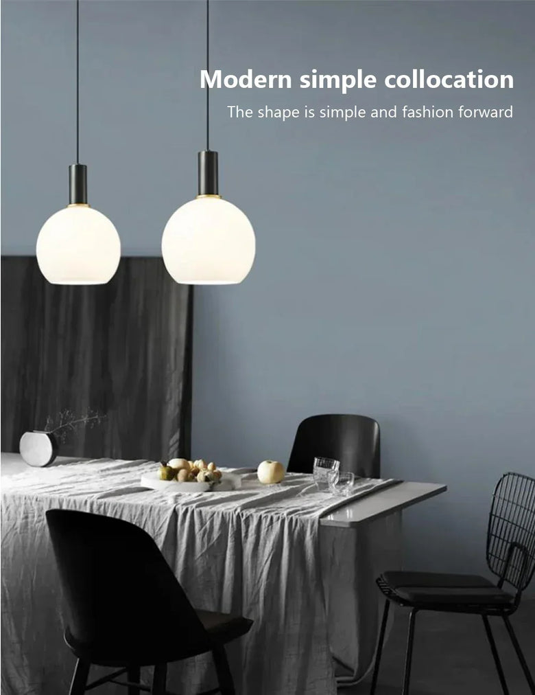 Nordic Glass Pendant Light with Brass Detail