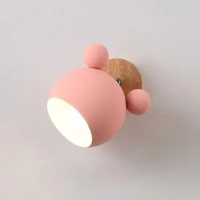 Mouse-shaped Wall Lamps in playful pink design with LED lighting for fun home decor.