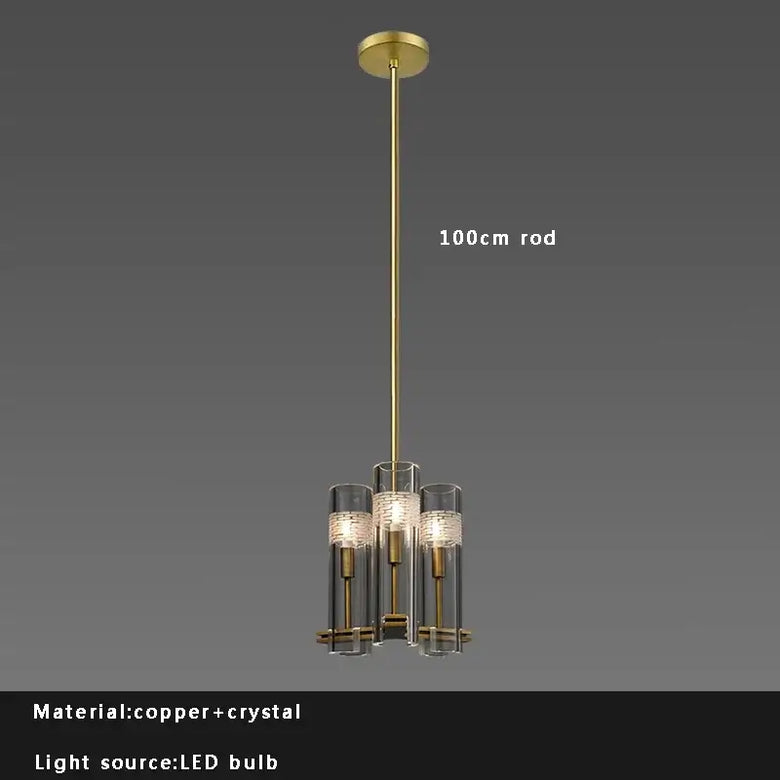 Modern Luxury Copper Crystal Ceiling Long Chandeliers Multiple Styles